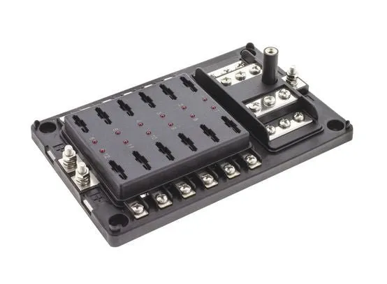 12 Way Fuse Box  Ats Standard - Blade Fuse Bus Bar & Led Fault