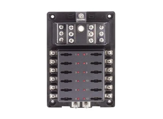 12 Way Fuse Box  Ats Standard - Blade Fuse Bus Bar & Led Fault