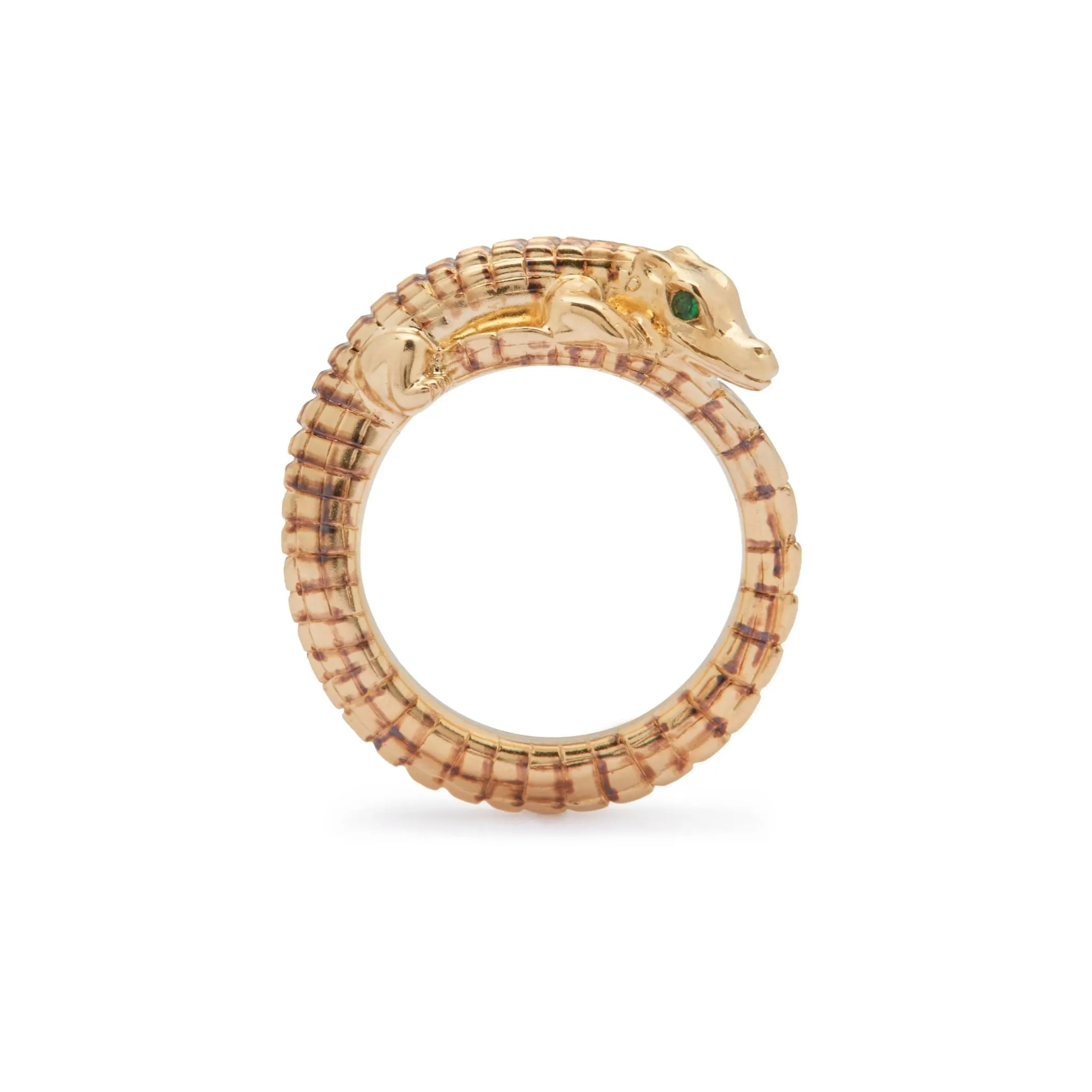 Alligator Pinky 18K Gold Ring w. Tsavorites