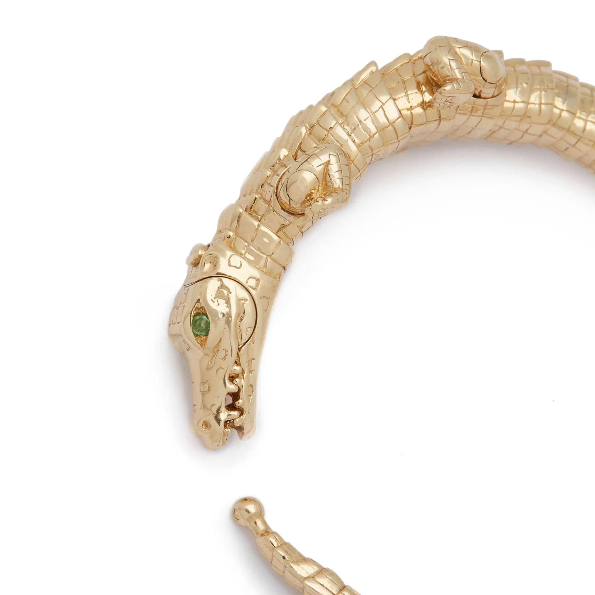 Alligator Wrap 18K Gold Bracelet w. Tsavorite