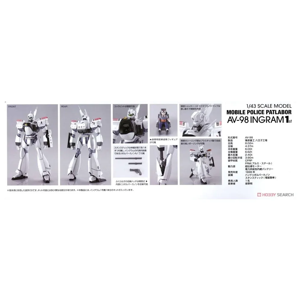 Aoshima: 1/43 Mobile Police Patlabor AV-98 Ingram 1st Scale Model Kit