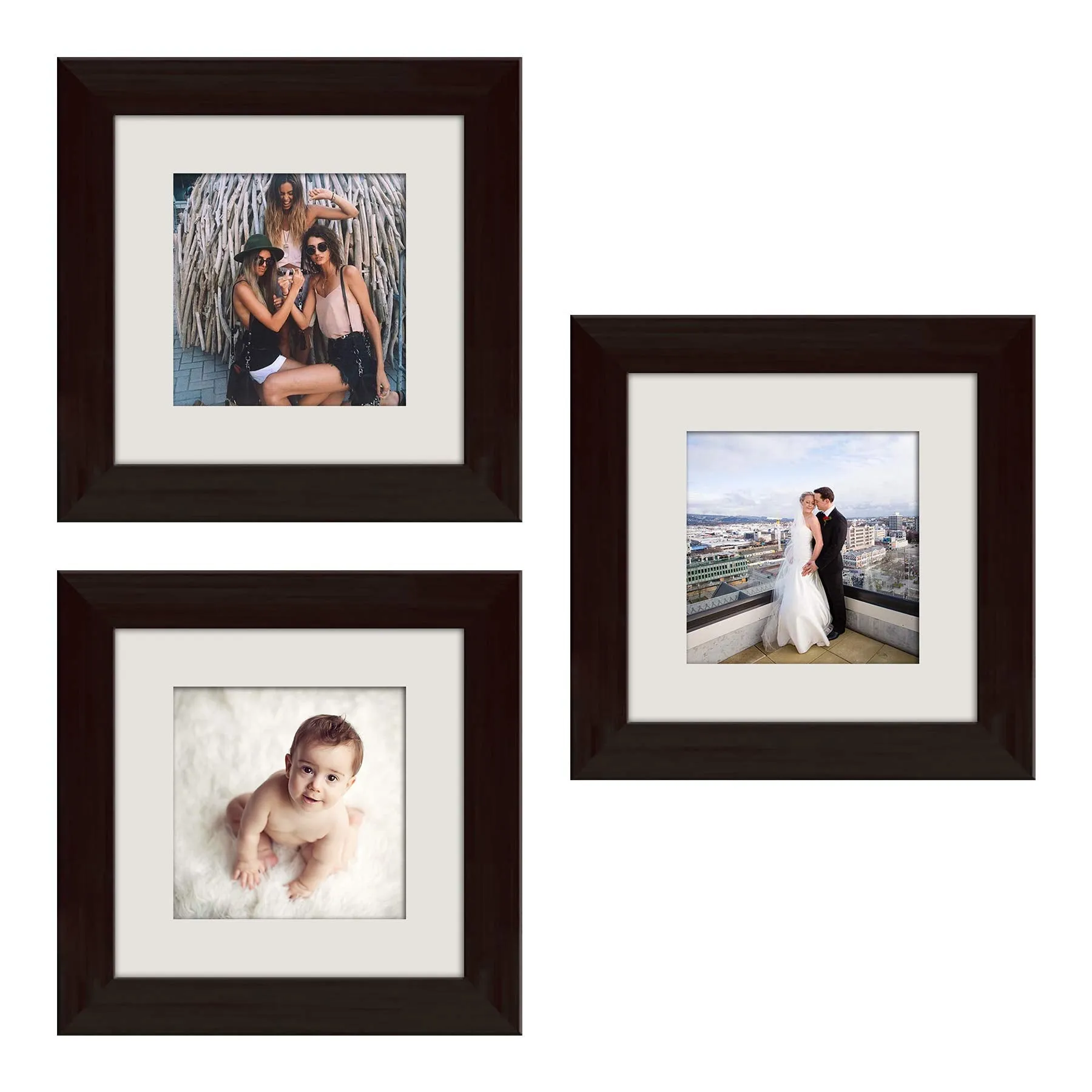 ArtzFolio Wall Photo Frame D483 | Wall Photo Frame Collage for Living Room | Picture Frames Home & Wall Decoration | Dark Brown | Set of 3 Units With Mat | 6x6inch