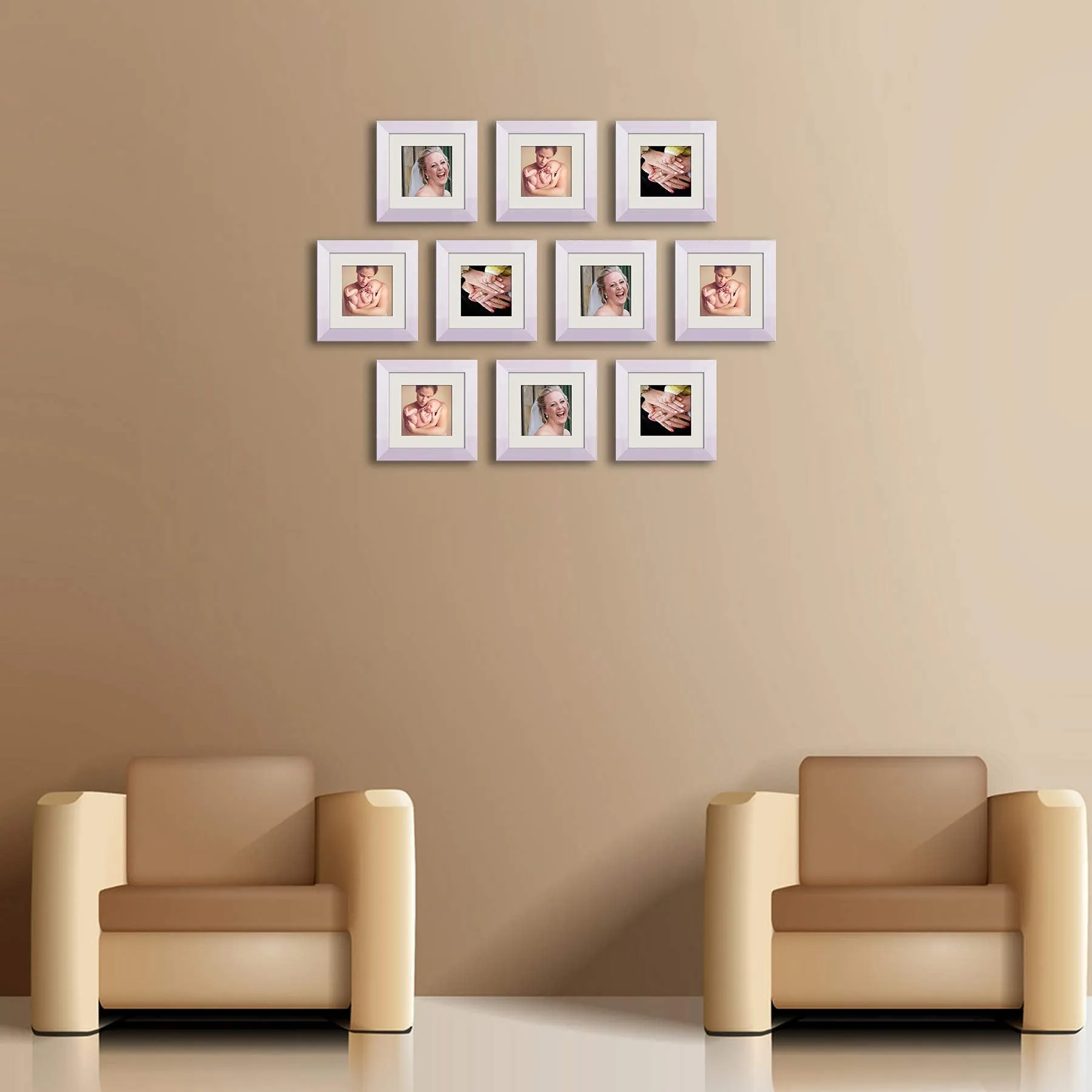 ArtzFolio Wall Photo Frame D498 | Wall Photo Frame Collage for Living Room | Picture Frames Home & Wall Decoration | White | Set of 10 Units With Mat | 6x6inch