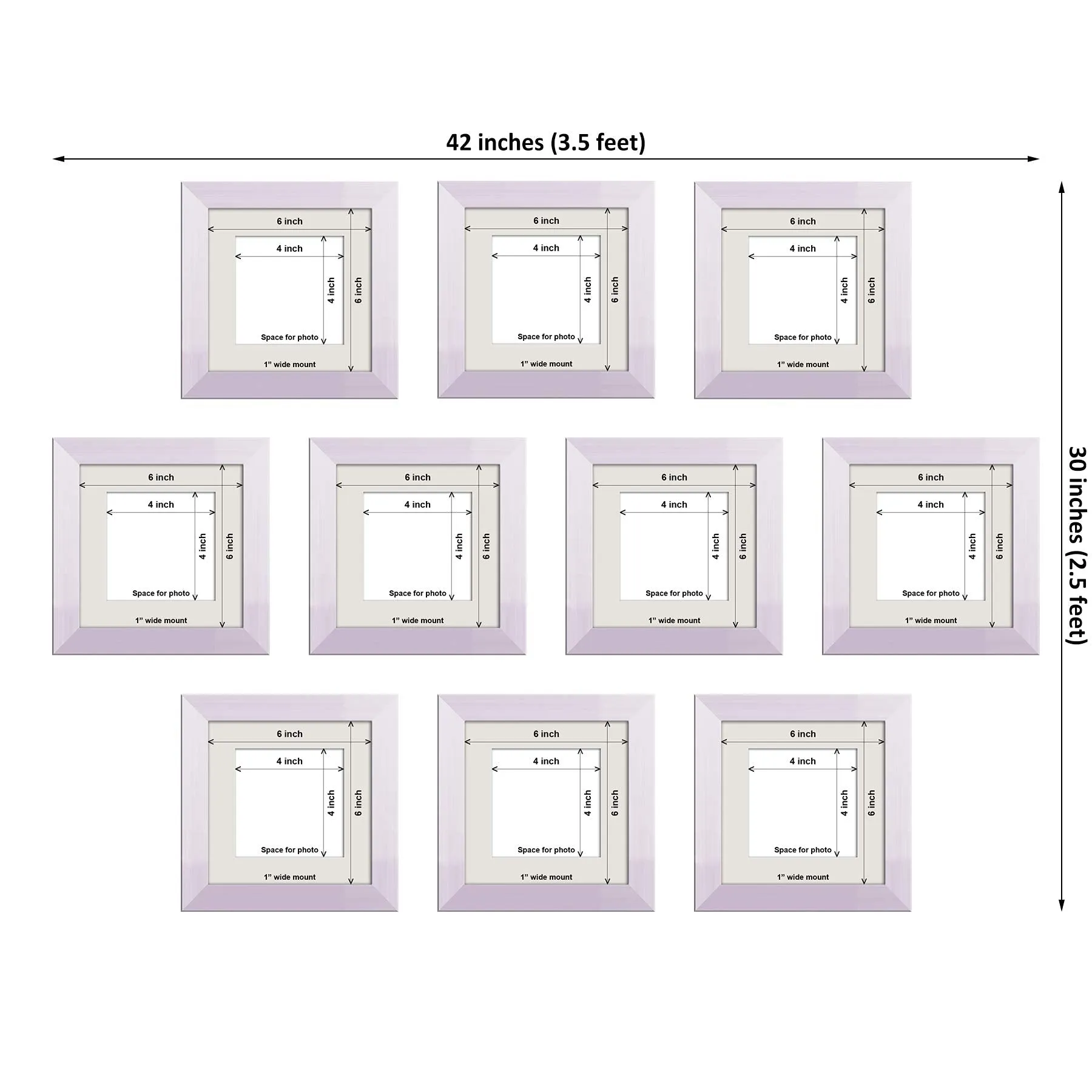 ArtzFolio Wall Photo Frame D498 | Wall Photo Frame Collage for Living Room | Picture Frames Home & Wall Decoration | White | Set of 10 Units With Mat | 6x6inch