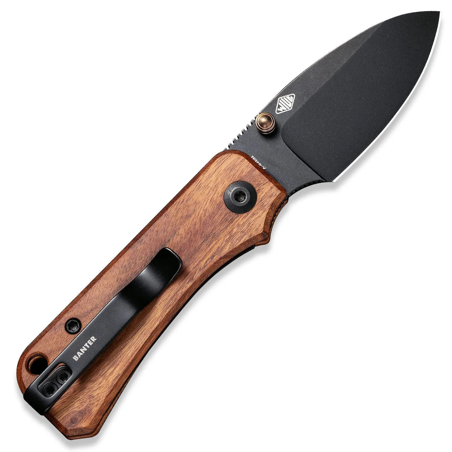 Baby Banter Pocket Knife - Guibourtia Wood - Black Stonewash Nitro V