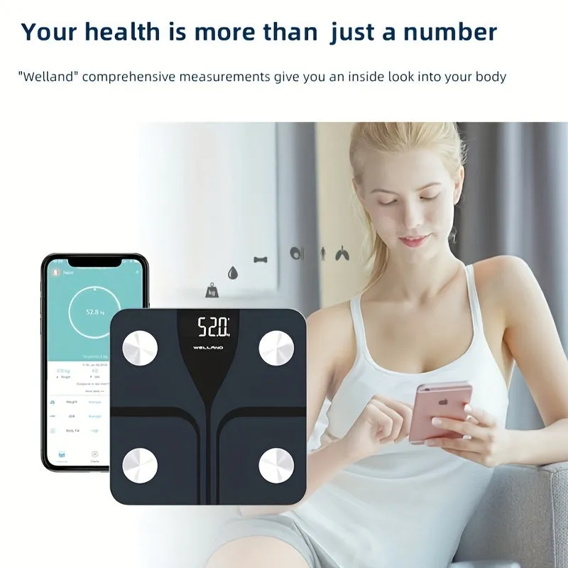 High-Accuracy Body Fat Scale - Smart Digital Bathroom Weight Scale with Bluetooth Connectivity, Body Composition Monitor for Body Fat, BMI, Bone Mass, Weight, Muscle Mass, and Visceral Fat - Black, Easy-to-Use with Smartphone App