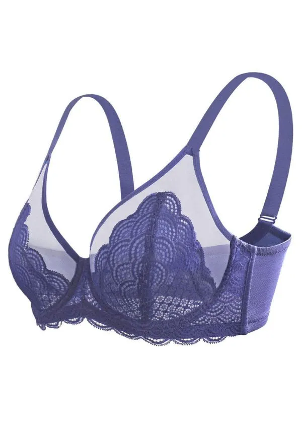 Mermaid Scales Lace Purple Unlined Bra