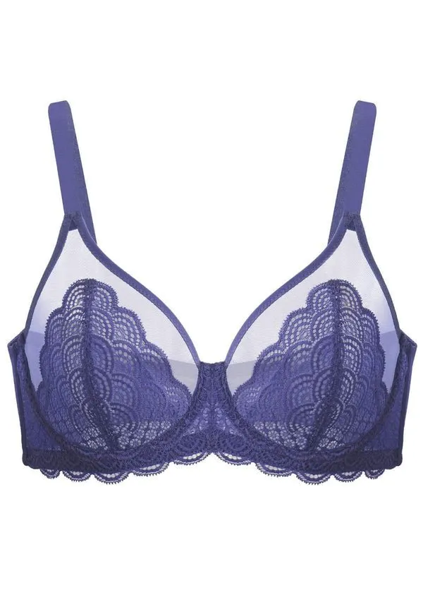 Mermaid Scales Lace Purple Unlined Bra