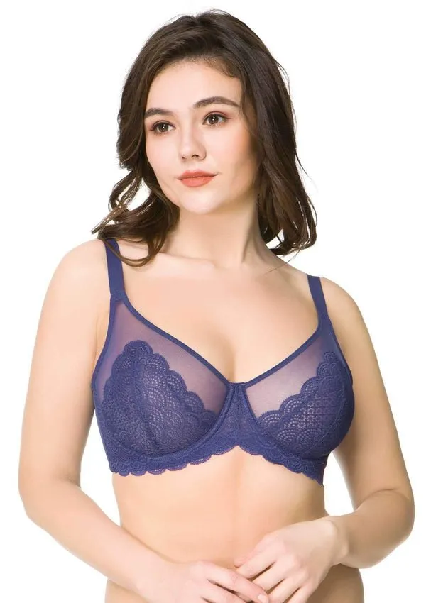 Mermaid Scales Lace Purple Unlined Bra