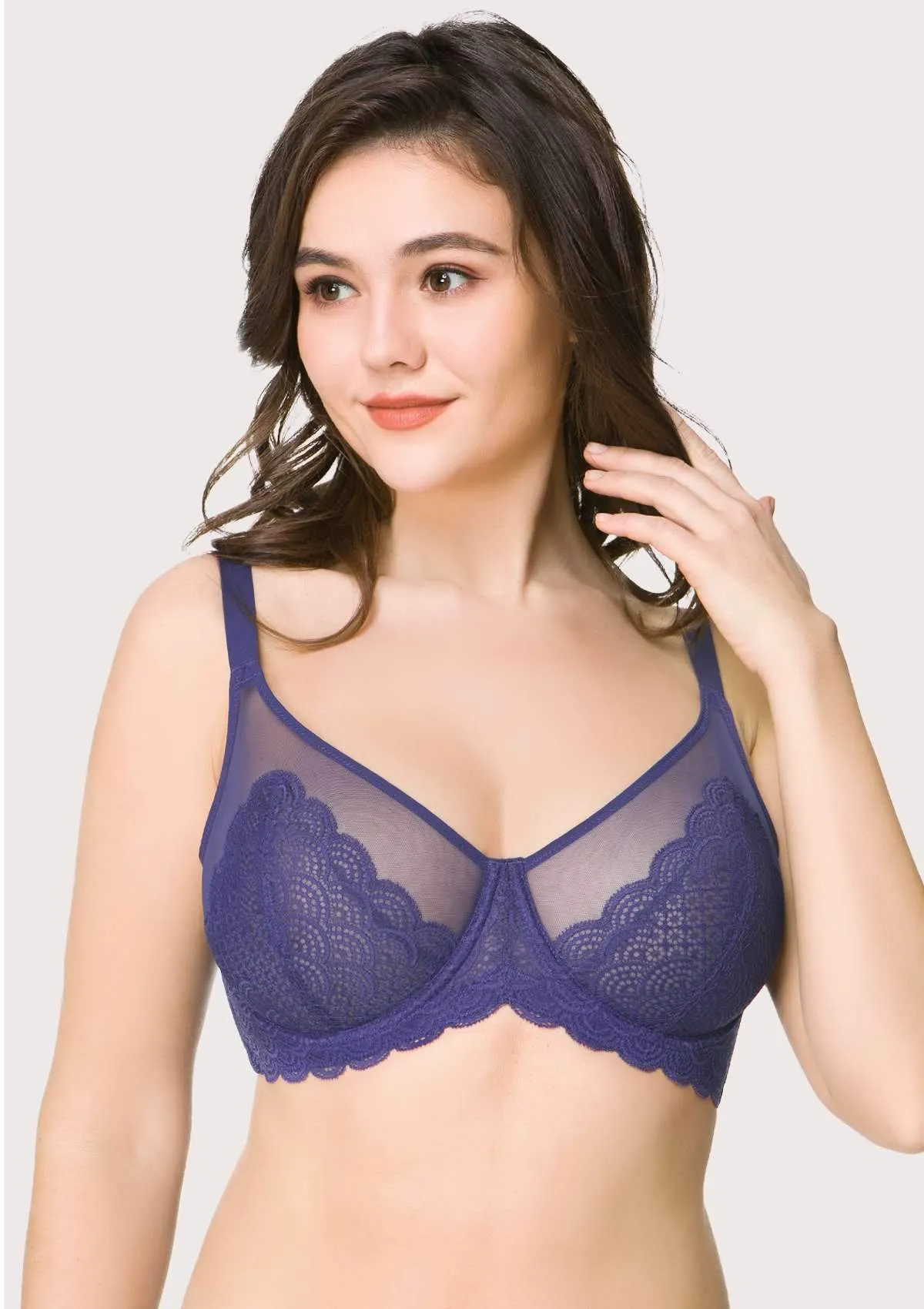 Mermaid Scales Lace Purple Unlined Bra