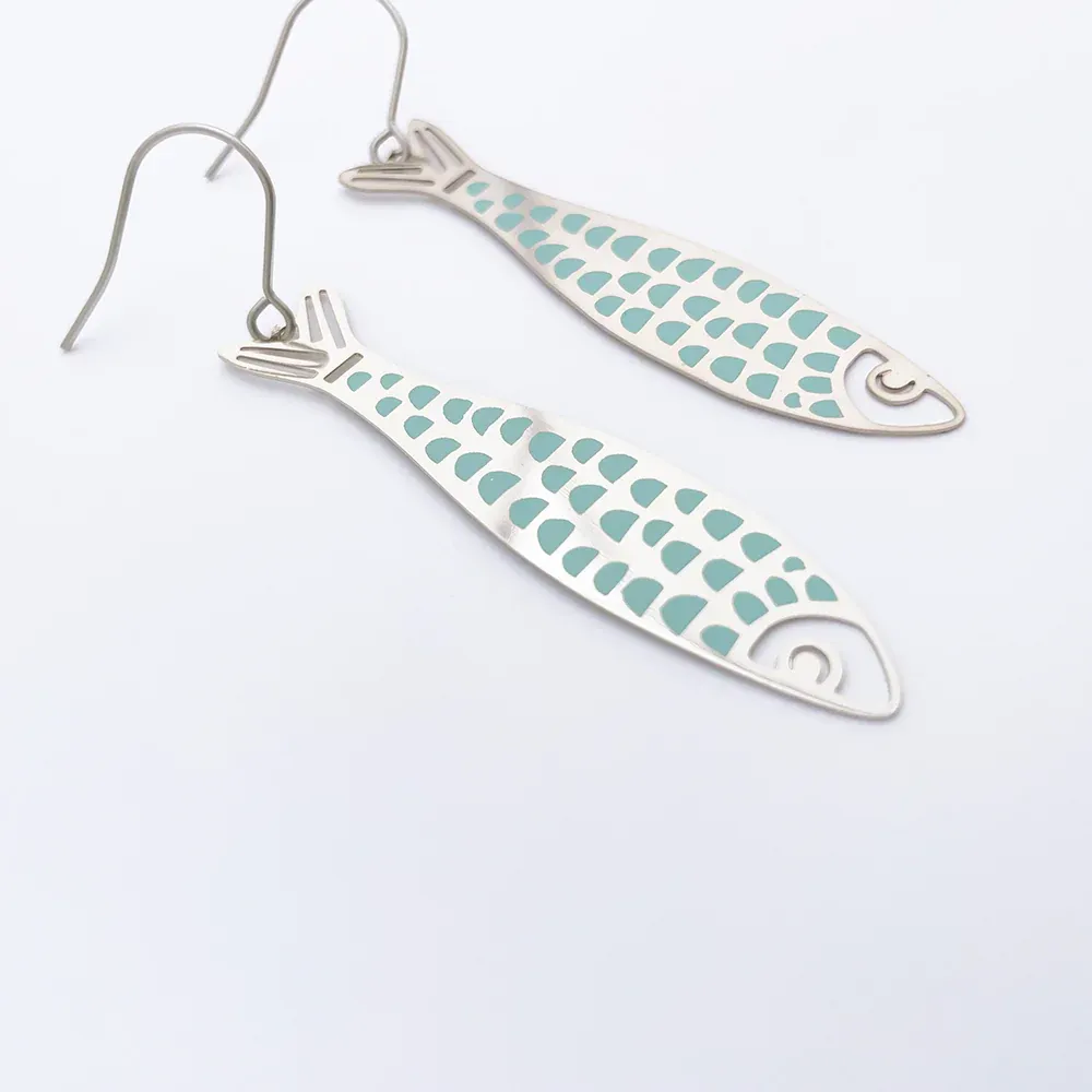 Midi Fishy Earrings - Silver & Blue