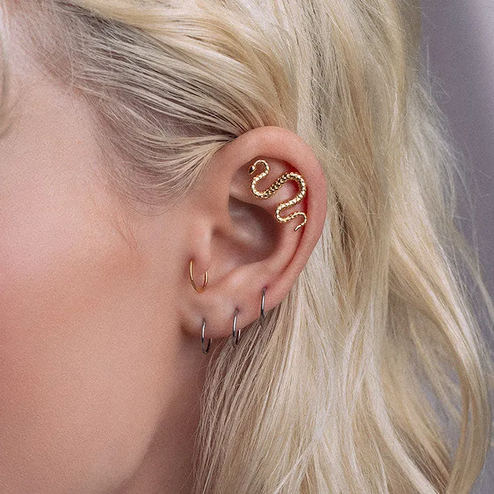 MINERVA. Snake Stud Earring - Gold