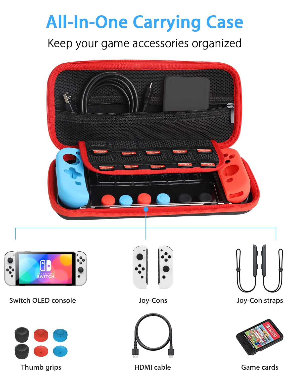 NexiGo Carrying Case and Accessory Kit for Nintendo Switch OLED