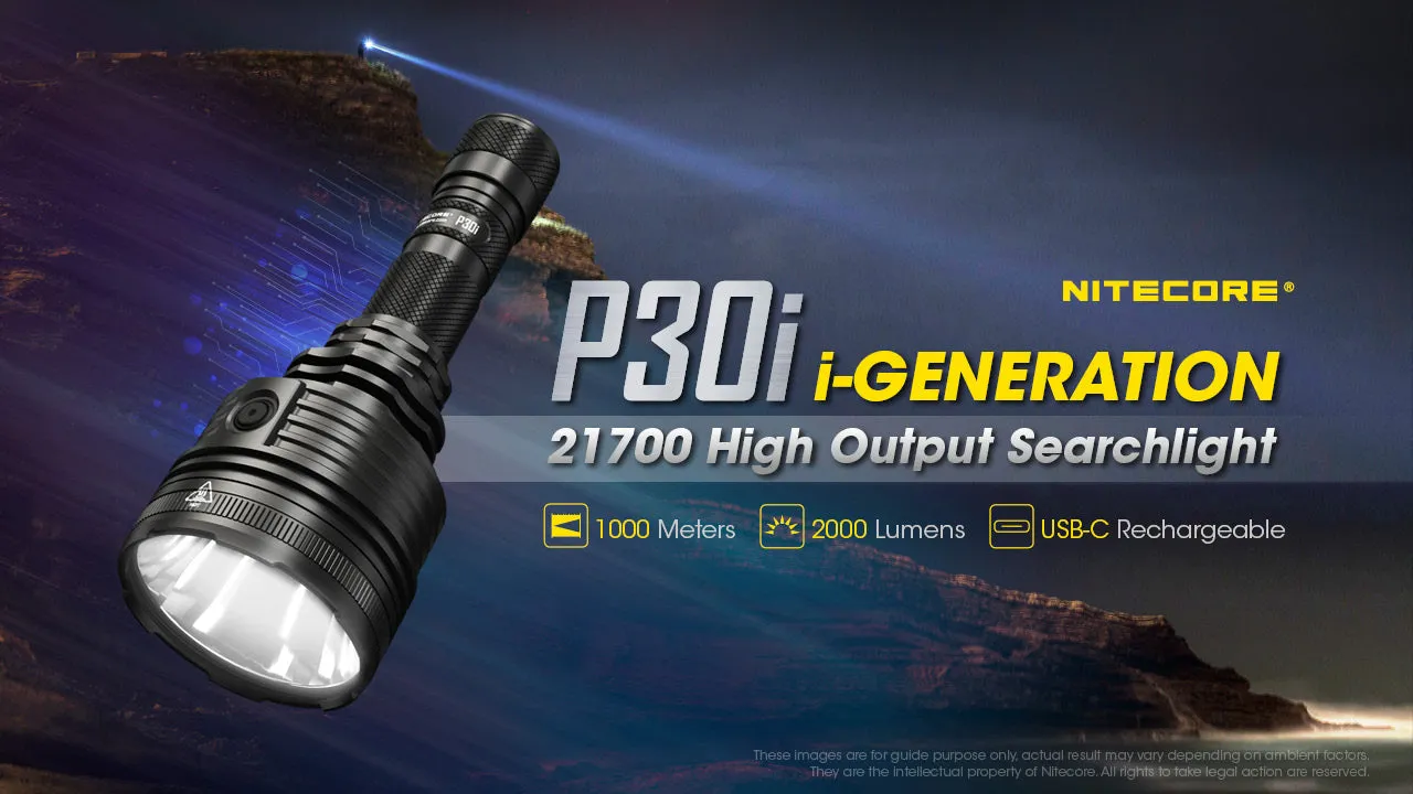 Nitecore P30i i-Generation Hunting Kit with 21700 USB C Rechargeable High Output Searchlight with 2000 lumens at 1000 meters throw