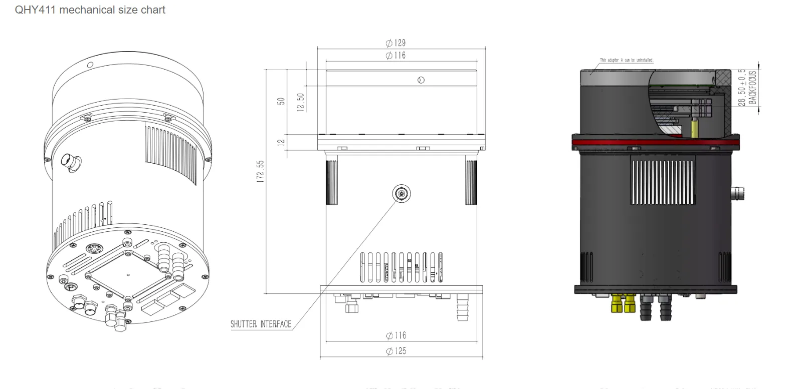 QHY411 150 Megapixel Scientific Camera - Monochrome